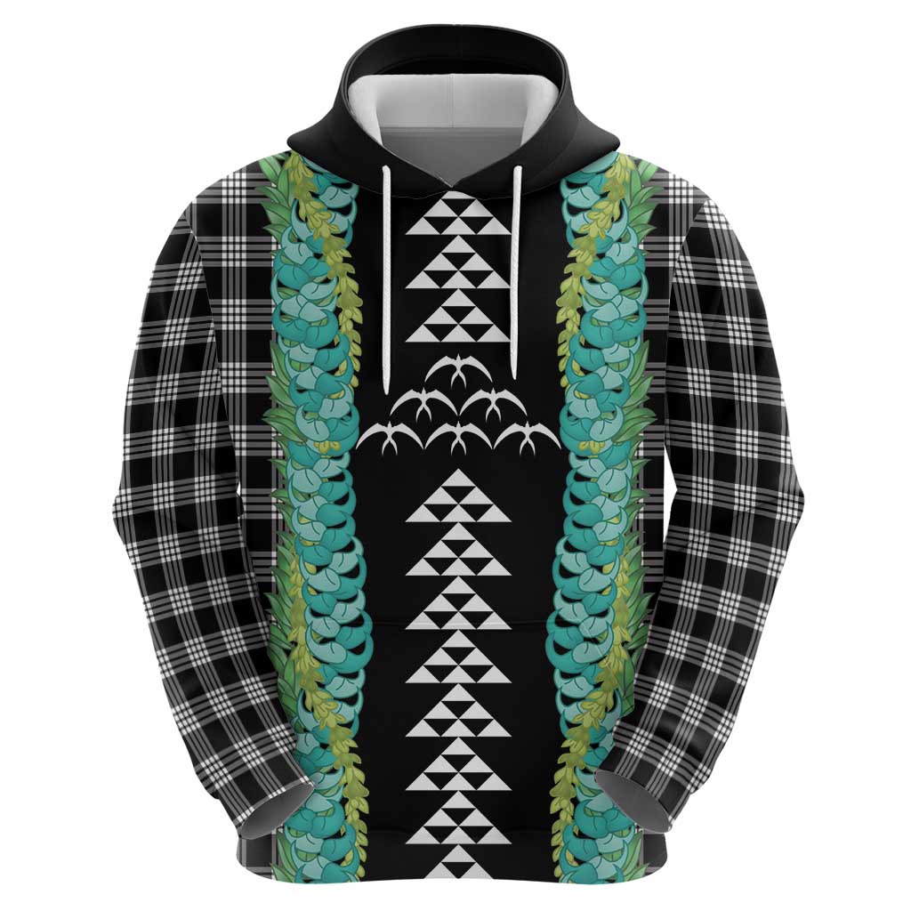 Black Palaka Hawaii Iwa Bird Hoodie Hawaiian Kakau Jade Vine Lei LT14 - Polynesian Pride