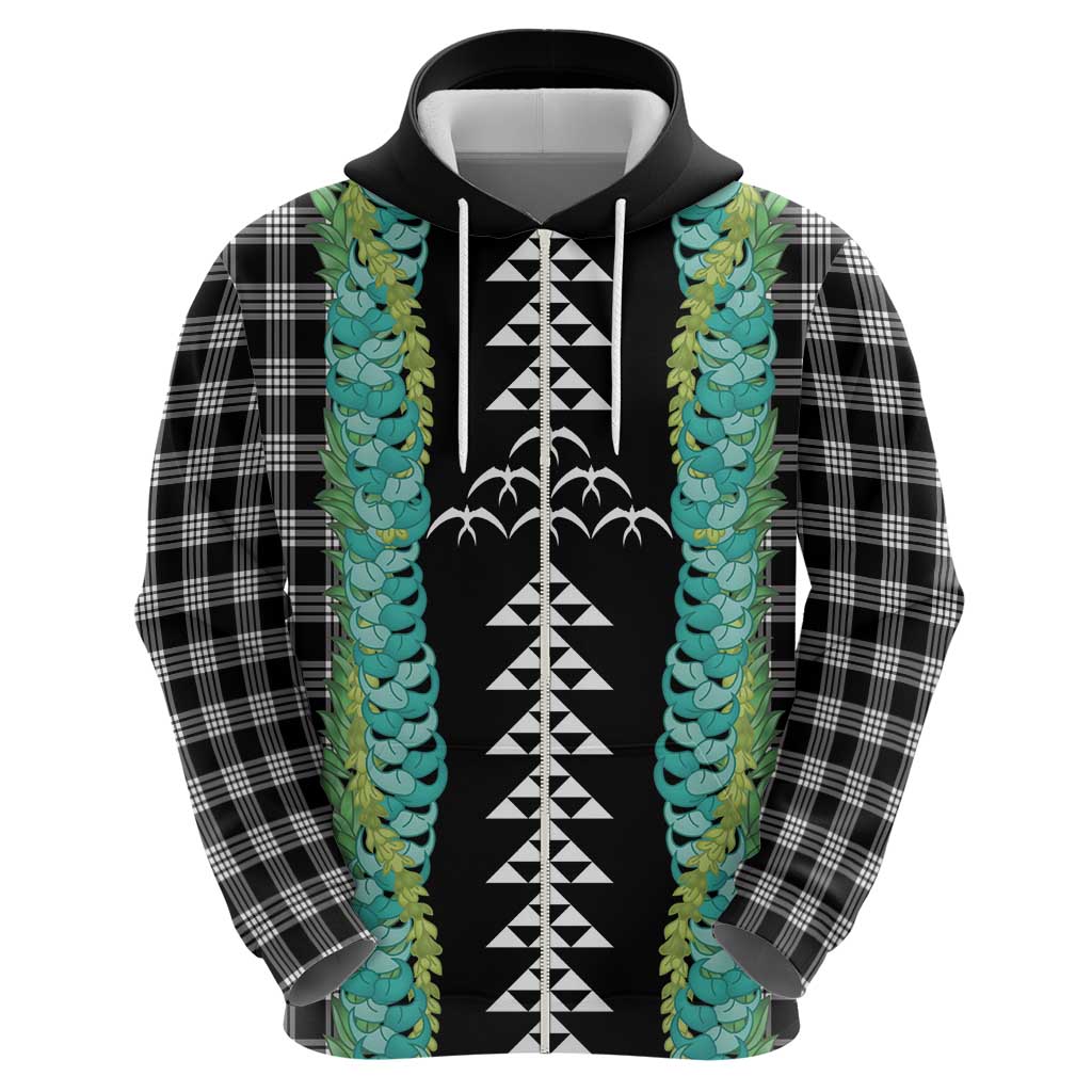 Black Palaka Hawaii Iwa Bird Hoodie Hawaiian Kakau Jade Vine Lei LT14 - Polynesian Pride