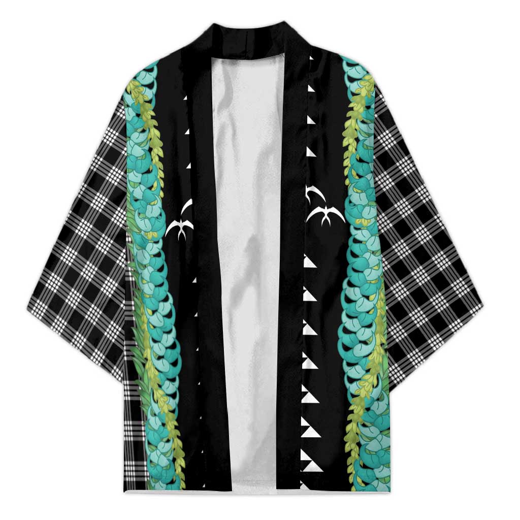 Black Palaka Hawaii Iwa Bird Kimono Hawaiian Kakau Jade Vine Lei - Polynesian Pride