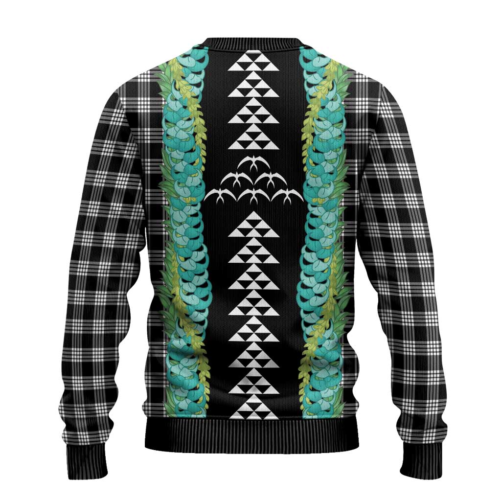 Black Palaka Hawaii Iwa Bird Ugly Christmas Sweater Hawaiian Kakau Jade Vine Lei LT14 - Polynesian Pride