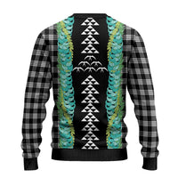 Black Palaka Hawaii Iwa Bird Ugly Christmas Sweater Hawaiian Kakau Jade Vine Lei LT14 - Polynesian Pride