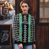 Black Palaka Hawaii Iwa Bird Ugly Christmas Sweater Hawaiian Kakau Jade Vine Lei LT14 - Polynesian Pride