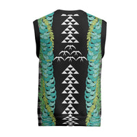 Black Palaka Hawaii Iwa Bird Christmas Knitted V-Neck Vest Hawaiian Kakau Jade Vine Lei LT14 - Polynesian Pride