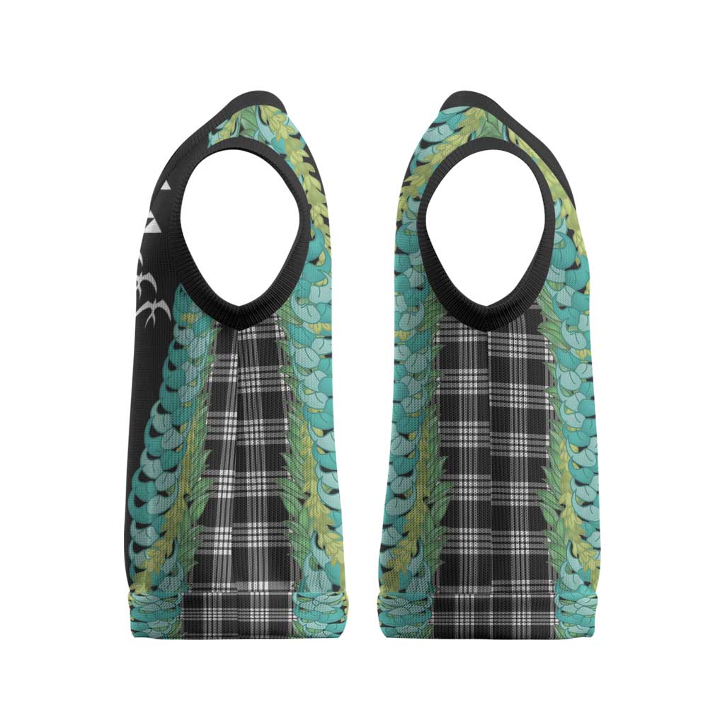 Black Palaka Hawaii Iwa Bird Christmas Knitted V-Neck Vest Hawaiian Kakau Jade Vine Lei LT14 - Polynesian Pride