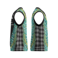Black Palaka Hawaii Iwa Bird Christmas Knitted V-Neck Vest Hawaiian Kakau Jade Vine Lei LT14 - Polynesian Pride