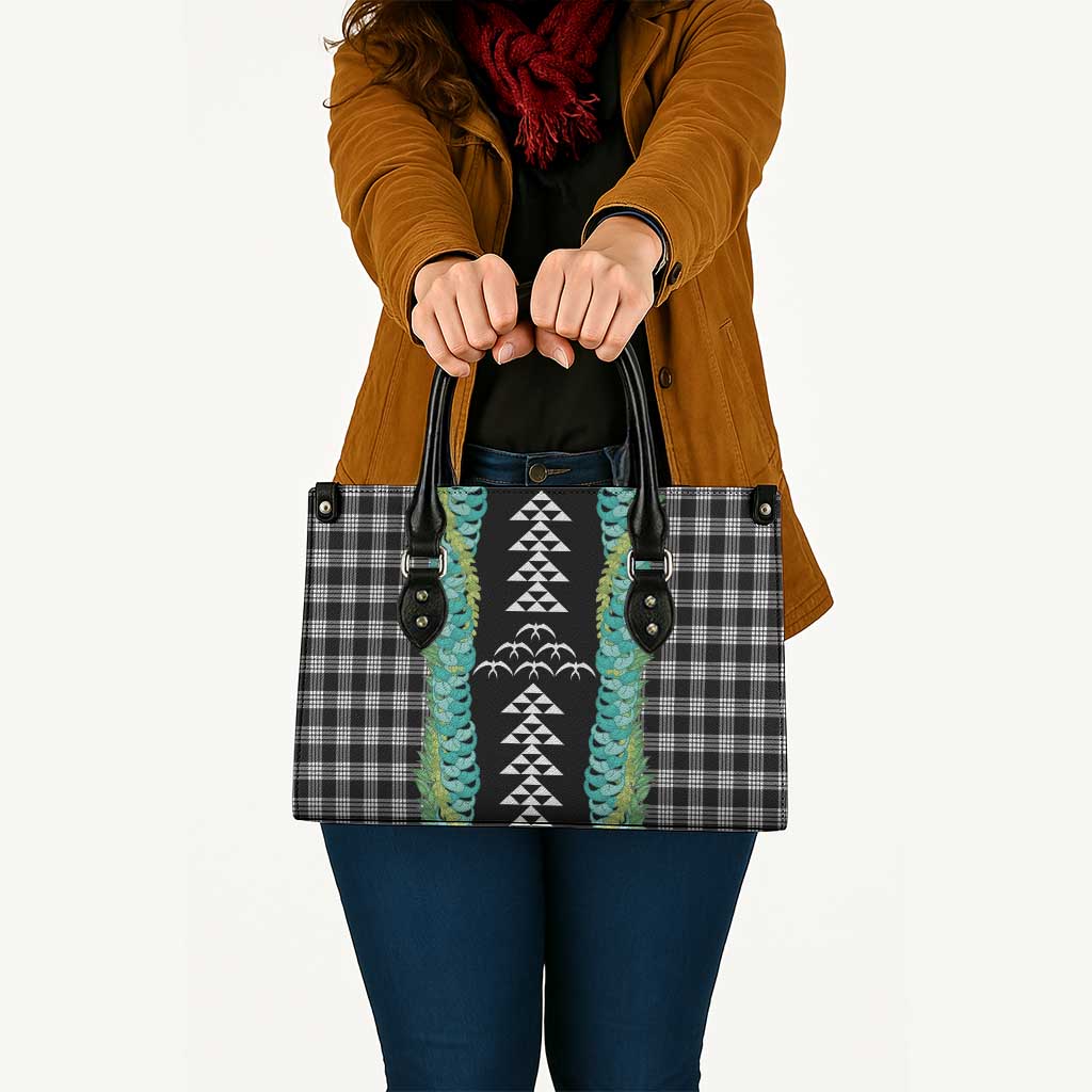 Black Palaka Hawaii Iwa Bird Leather Bag Hawaiian Kakau Jade Vine Lei - Polynesian Pride