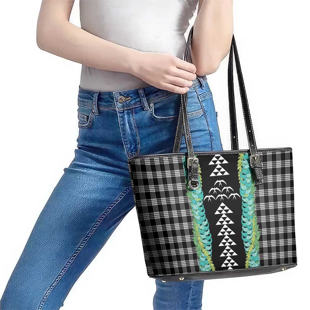 Black Palaka Hawaii Iwa Bird Leather Tote Bag Hawaiian Kakau Jade Vine Lei LT14 - Polynesian Pride