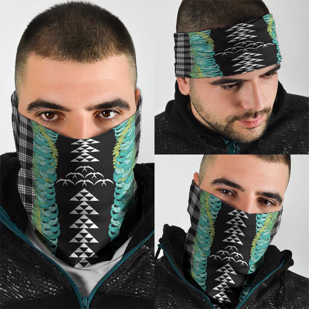 Black Palaka Hawaii Iwa Bird Neck Gaiter Hawaiian Kakau Jade Vine Lei LT14 - Polynesian Pride