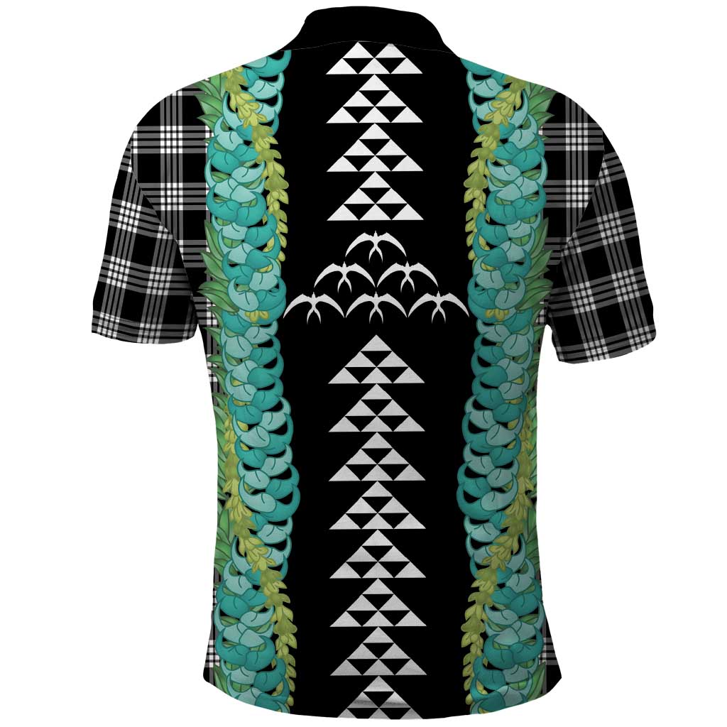 Black Palaka Hawaii Iwa Bird Polo Shirt Hawaiian Kakau Jade Vine Lei LT14 - Polynesian Pride
