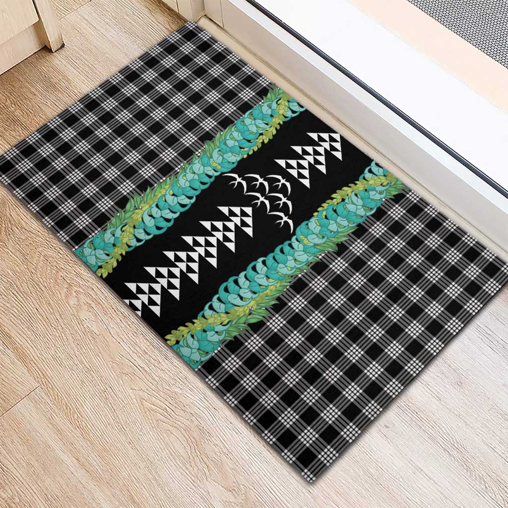 Black Palaka Hawaii Iwa Bird Rubber Doormat Hawaiian Kakau Jade Vine Lei LT14 - Polynesian Pride