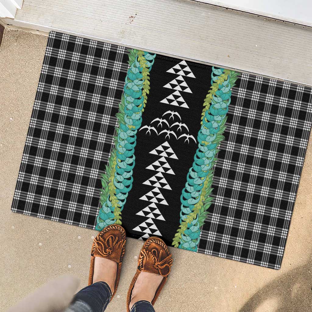 Black Palaka Hawaii Iwa Bird Rubber Doormat Hawaiian Kakau Jade Vine Lei LT14 - Polynesian Pride