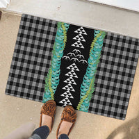 Black Palaka Hawaii Iwa Bird Rubber Doormat Hawaiian Kakau Jade Vine Lei LT14 - Polynesian Pride