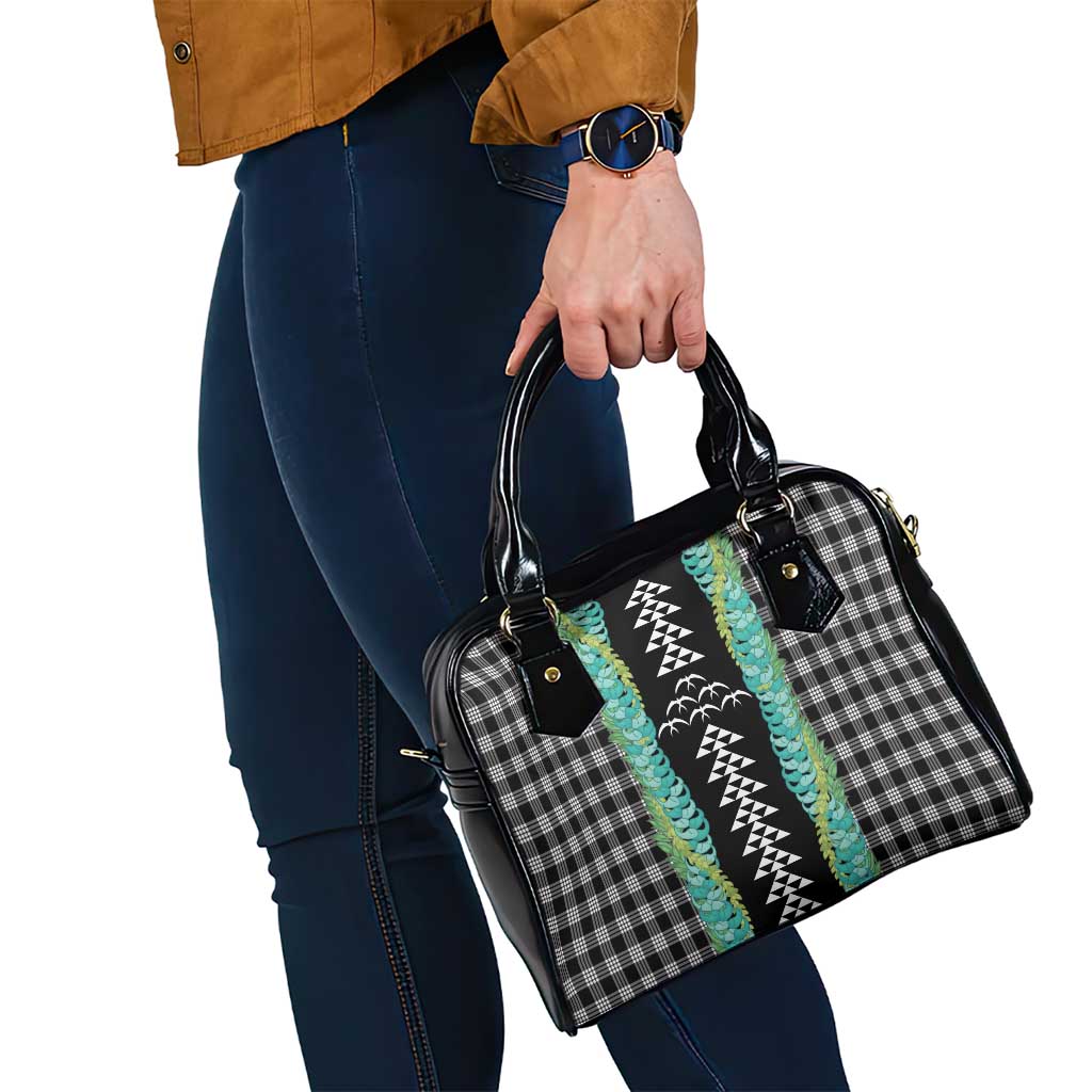 Black Palaka Hawaii Iwa Bird Shoulder Handbag Hawaiian Kakau Jade Vine Lei - Polynesian Pride
