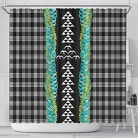 Black Palaka Hawaii Iwa Bird Shower Curtain Hawaiian Kakau Jade Vine Lei LT14 - Polynesian Pride