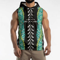 Black Palaka Hawaii Iwa Bird Sleeveless Zip Hoodie Hawaiian Kakau Jade Vine Lei LT14 - Polynesian Pride