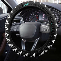 Black Palaka Hawaii Iwa Bird Steering Wheel Cover Hawaiian Kakau Jade Vine Lei LT14 - Polynesian Pride