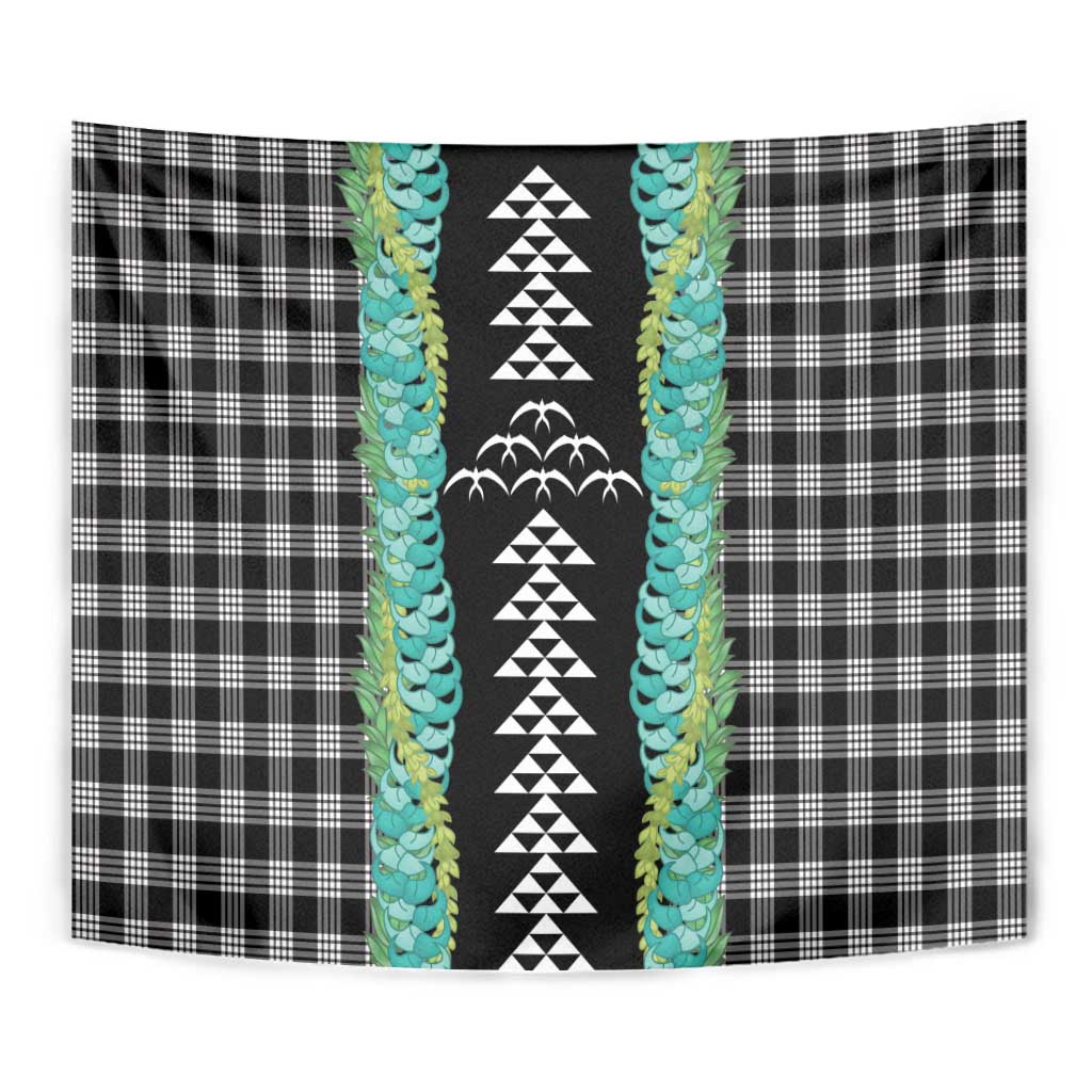 Black Palaka Hawaii Iwa Bird Tapestry Hawaiian Kakau Jade Vine Lei - Polynesian Pride