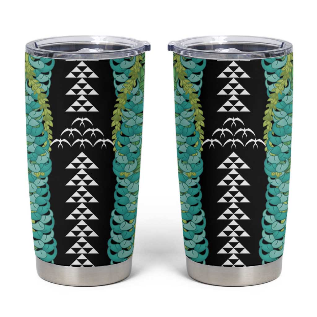 Black Palaka Hawaii Iwa Bird Tumbler Cup Hawaiian Kakau Jade Vine Lei LT14 Black - Polynesian Pride