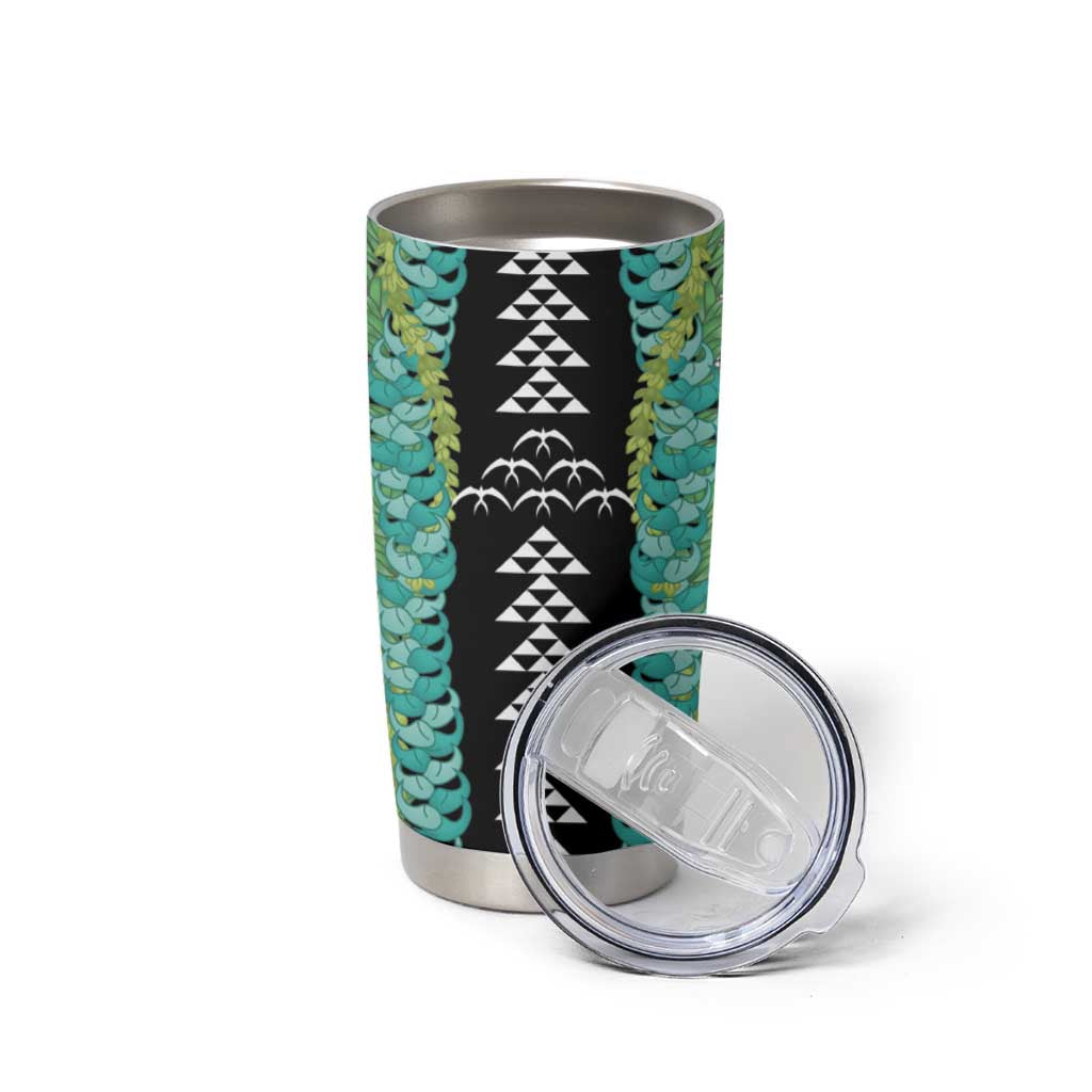 Black Palaka Hawaii Iwa Bird Tumbler Cup Hawaiian Kakau Jade Vine Lei LT14 - Polynesian Pride
