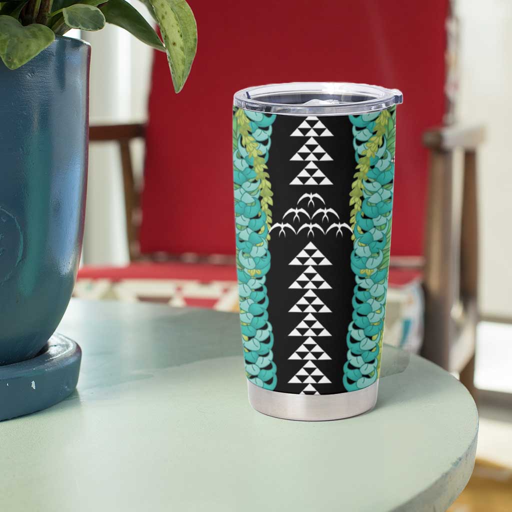 Black Palaka Hawaii Iwa Bird Tumbler Cup Hawaiian Kakau Jade Vine Lei LT14 - Polynesian Pride