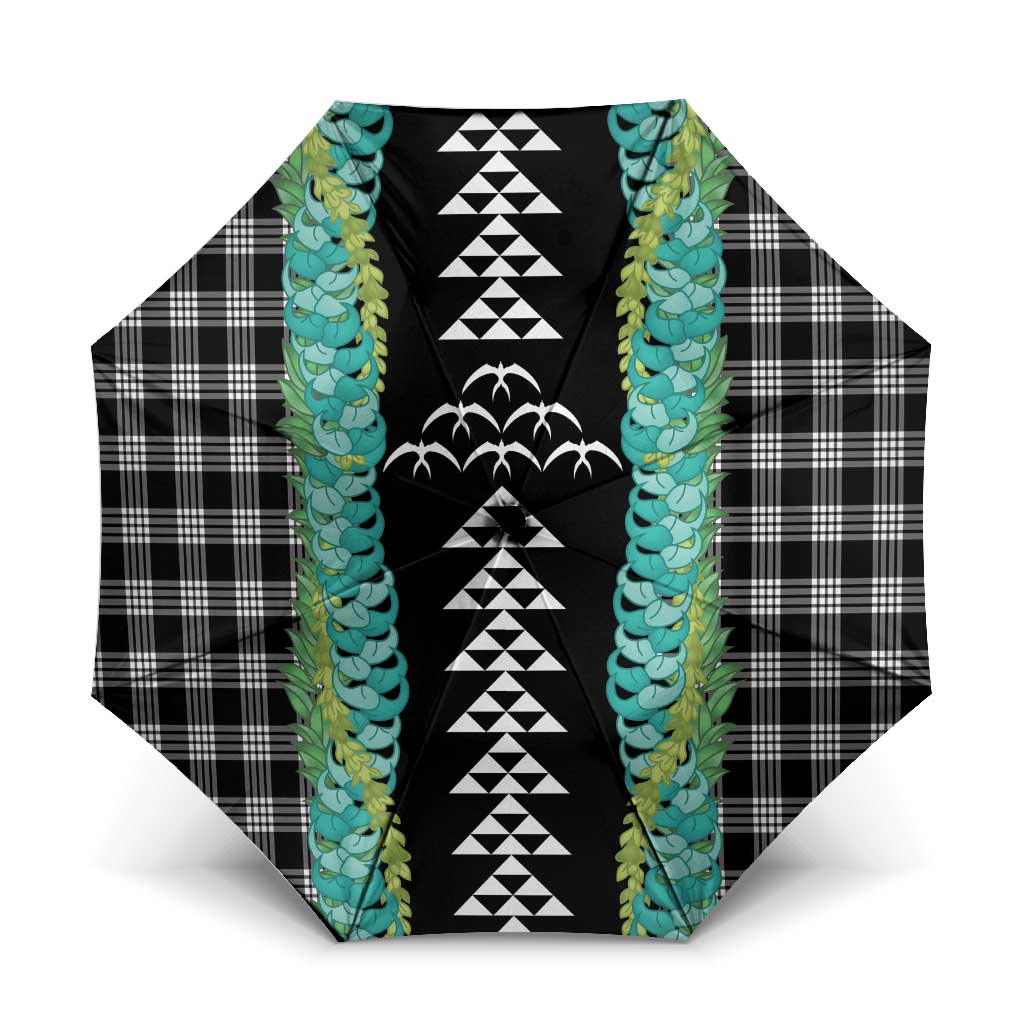 Black Palaka Hawaii Iwa Bird Umbrella Hawaiian Kakau Jade Vine Lei LT14 One Size Folded 11.42 inch Opened Diameter 37.4 inch Black - Polynesian Pride
