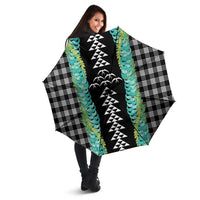 Black Palaka Hawaii Iwa Bird Umbrella Hawaiian Kakau Jade Vine Lei LT14 - Polynesian Pride