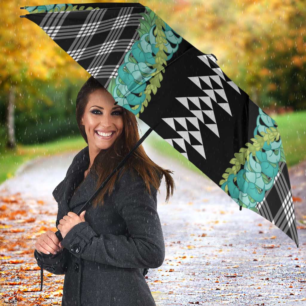 Black Palaka Hawaii Iwa Bird Umbrella Hawaiian Kakau Jade Vine Lei LT14 - Polynesian Pride