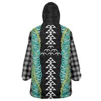 Black Palaka Hawaii Iwa Bird Wearable Blanket Hoodie Hawaiian Kakau Jade Vine Lei LT14 - Polynesian Pride