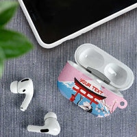 Japanese Torii Gate Cranes Personalised AirPods Case Fuji Mount Sakura Seigaiha Pattern