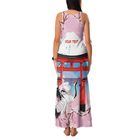 Japanese Torii Gate Cranes Personalised Family Matching Tank Maxi Dress and Hawaiian Shirt Fuji Mount Sakura Seigaiha Pattern