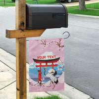 Japanese Torii Gate Cranes Personalised Garden Flag Fuji Mount Sakura Seigaiha Pattern