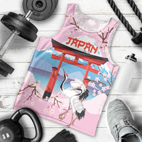Japanese Torii Gate Cranes Personalised Men Tank Top Fuji Mount Sakura Seigaiha Pattern