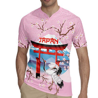 Japanese Torii Gate Cranes Personalised Rugby Jersey Fuji Mount Sakura Seigaiha Pattern