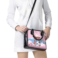 Japanese Torii Gate Cranes Personalised Shoulder Handbag Fuji Mount Sakura Seigaiha Pattern