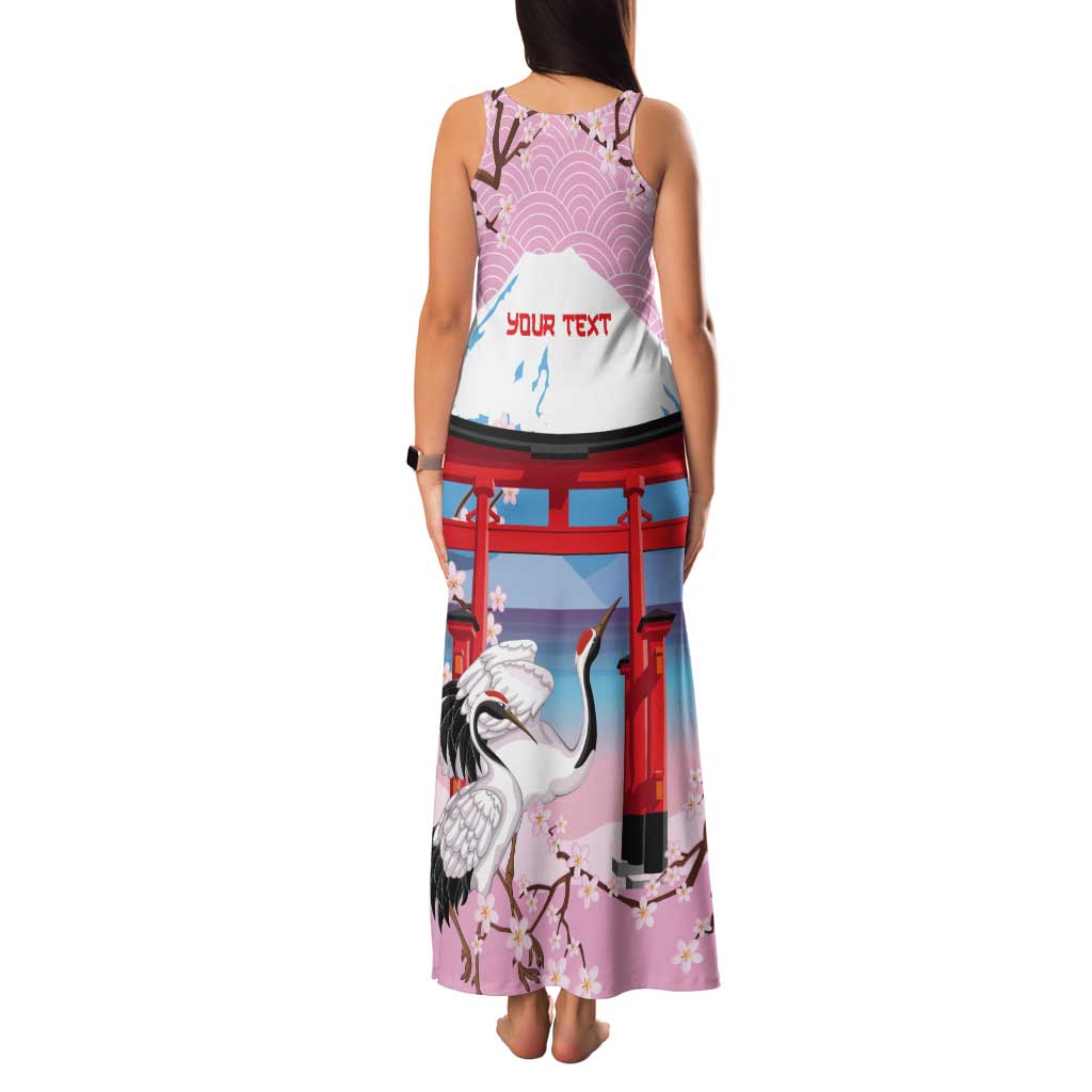 Japanese Torii Gate Cranes Personalised Tank Maxi Dress Fuji Mount Sakura Seigaiha Pattern LT14 - Polynesian Pride