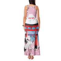 Japanese Torii Gate Cranes Personalised Tank Maxi Dress Fuji Mount Sakura Seigaiha Pattern LT14 - Polynesian Pride