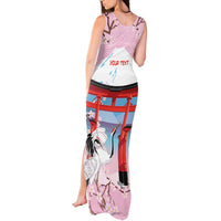 Japanese Torii Gate Cranes Personalised Tank Maxi Dress Fuji Mount Sakura Seigaiha Pattern LT14 - Polynesian Pride