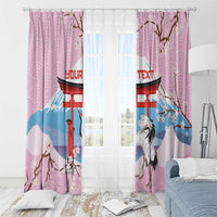 Japanese Torii Gate Cranes Personalised Window Curtain Fuji Mount Sakura Seigaiha Pattern