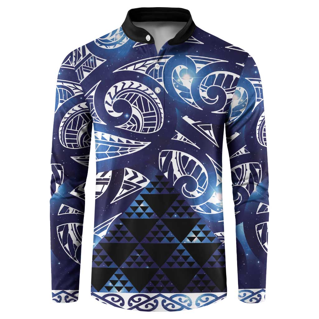 Matariki New Zealand Button Sweatshirt NZ Niho Taniwha Maori New Year Blue Galaxy
