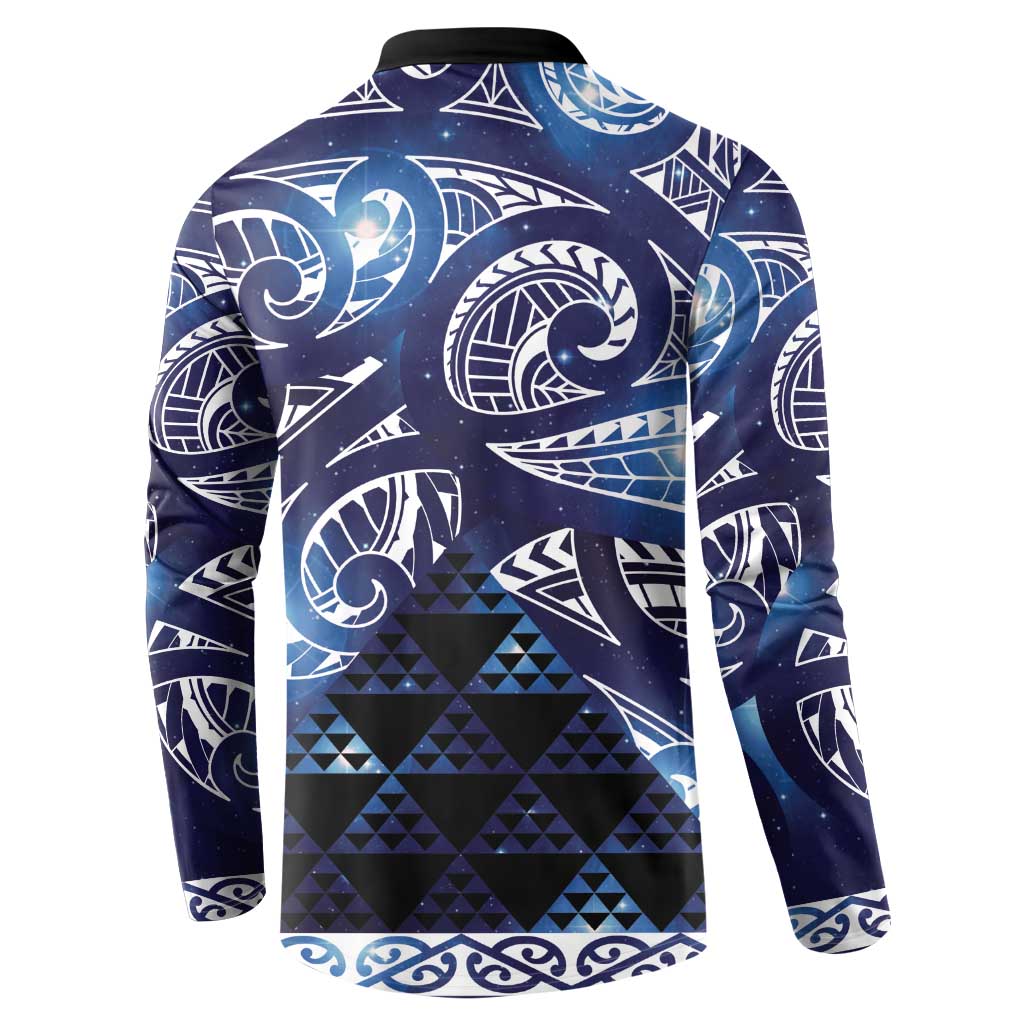Matariki New Zealand Button Sweatshirt NZ Niho Taniwha Maori New Year Blue Galaxy