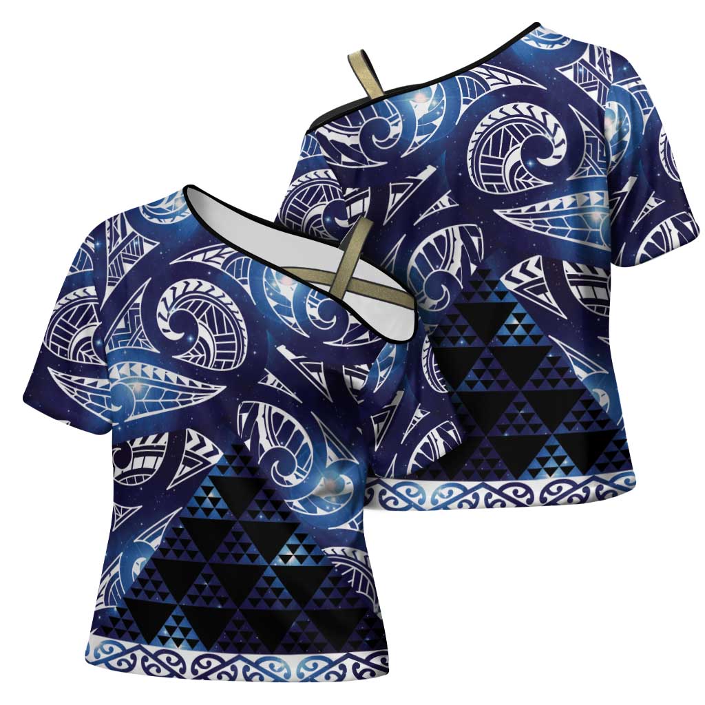 Matariki New Zealand Cross Shoulder Shirt NZ Niho Taniwha Maori New Year Blue Galaxy LT14 - Polynesian Pride