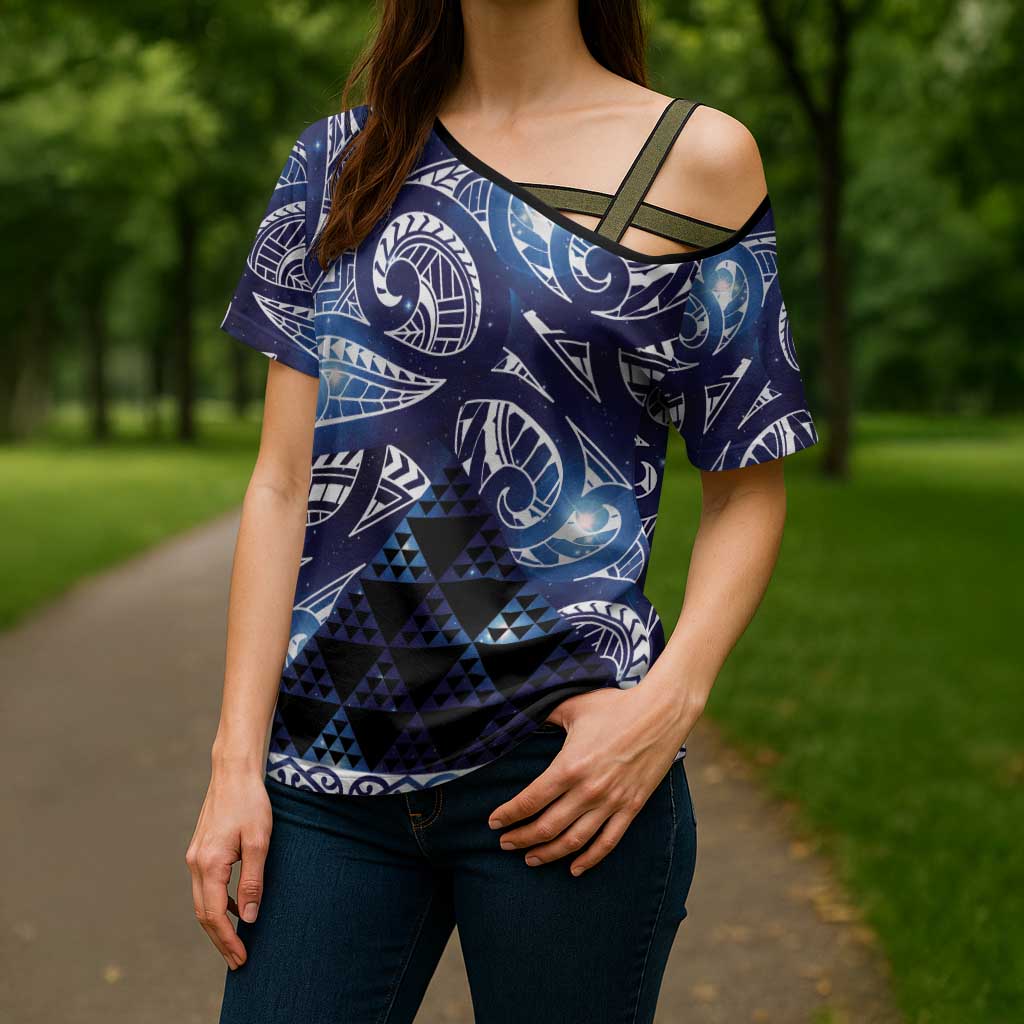 Matariki New Zealand Cross Shoulder Shirt NZ Niho Taniwha Maori New Year Blue Galaxy LT14 - Polynesian Pride