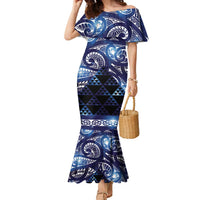 Matariki New Zealand Family Matching Mermaid Dress and Hawaiian Shirt NZ Niho Taniwha Maori New Year Blue Galaxy