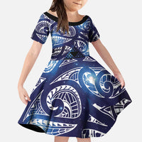 Matariki New Zealand Family Matching Summer Maxi Dress and Hawaiian Shirt NZ Niho Taniwha Maori New Year Blue Galaxy