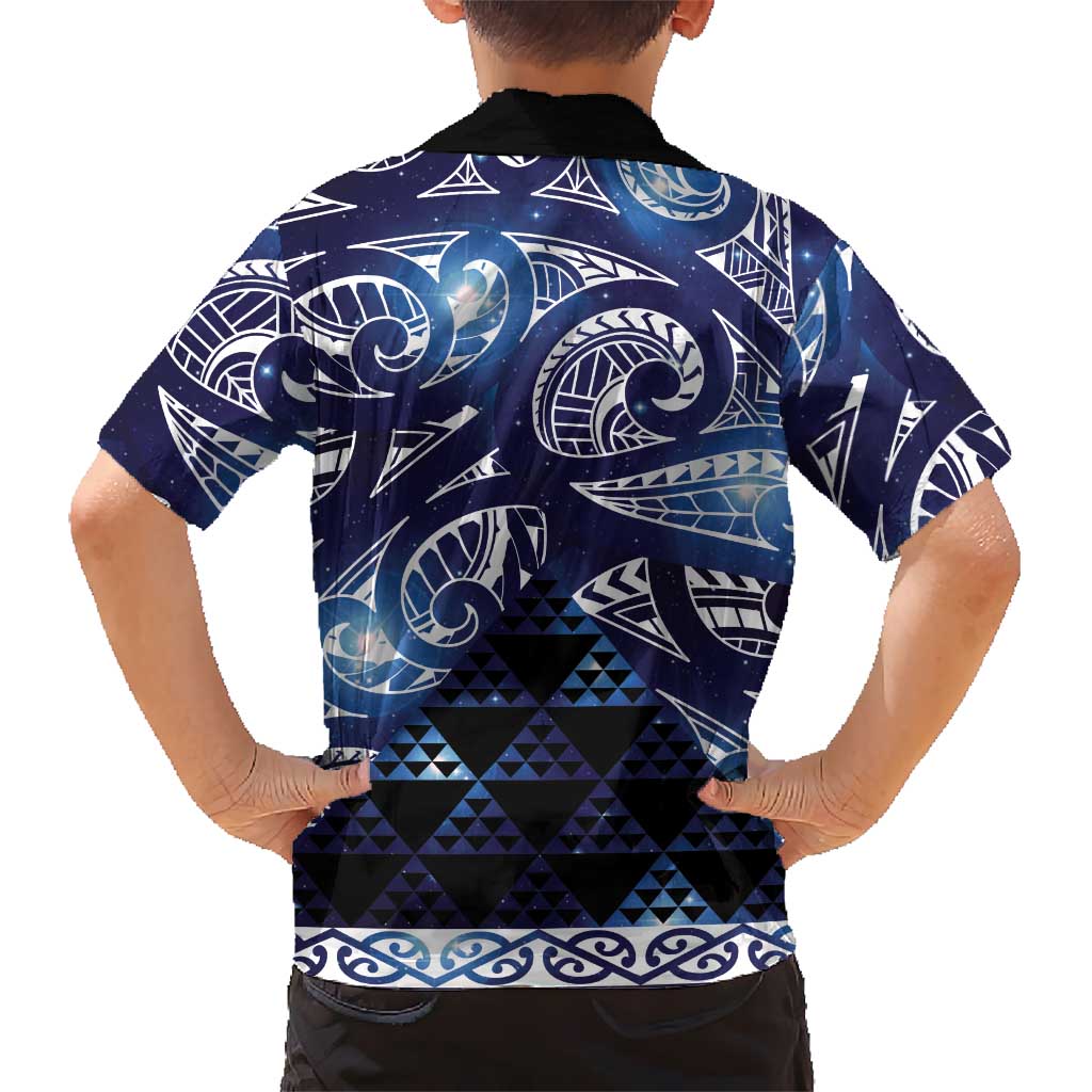 Matariki New Zealand Family Matching Tank Maxi Dress and Hawaiian Shirt NZ Niho Taniwha Maori New Year Blue Galaxy