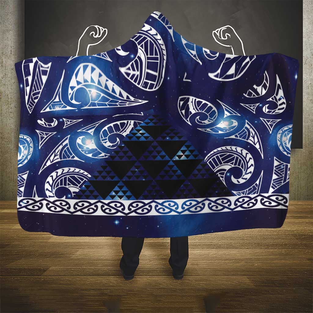 Matariki New Zealand Hooded Blanket NZ Niho Taniwha Maori New Year Blue Galaxy LT14 - Polynesian Pride