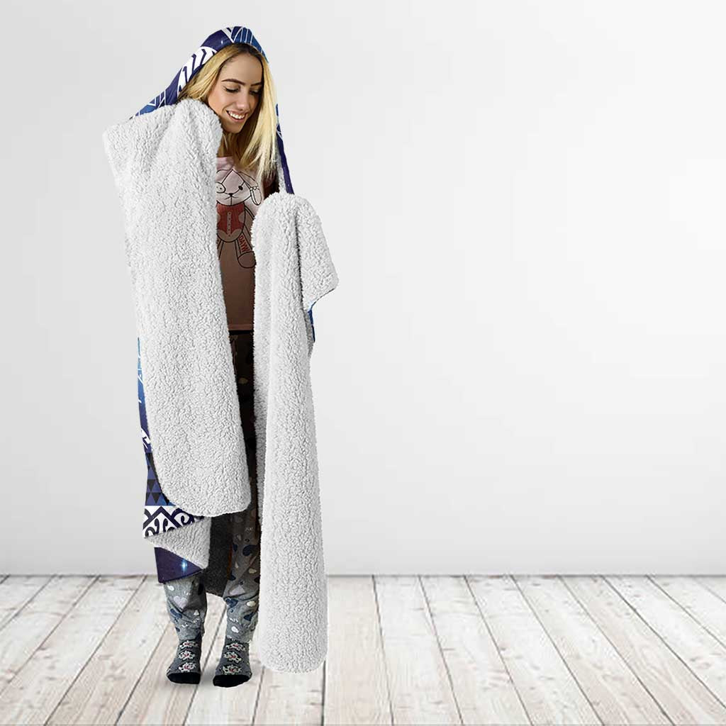 Matariki New Zealand Hooded Blanket NZ Niho Taniwha Maori New Year Blue Galaxy LT14 - Polynesian Pride