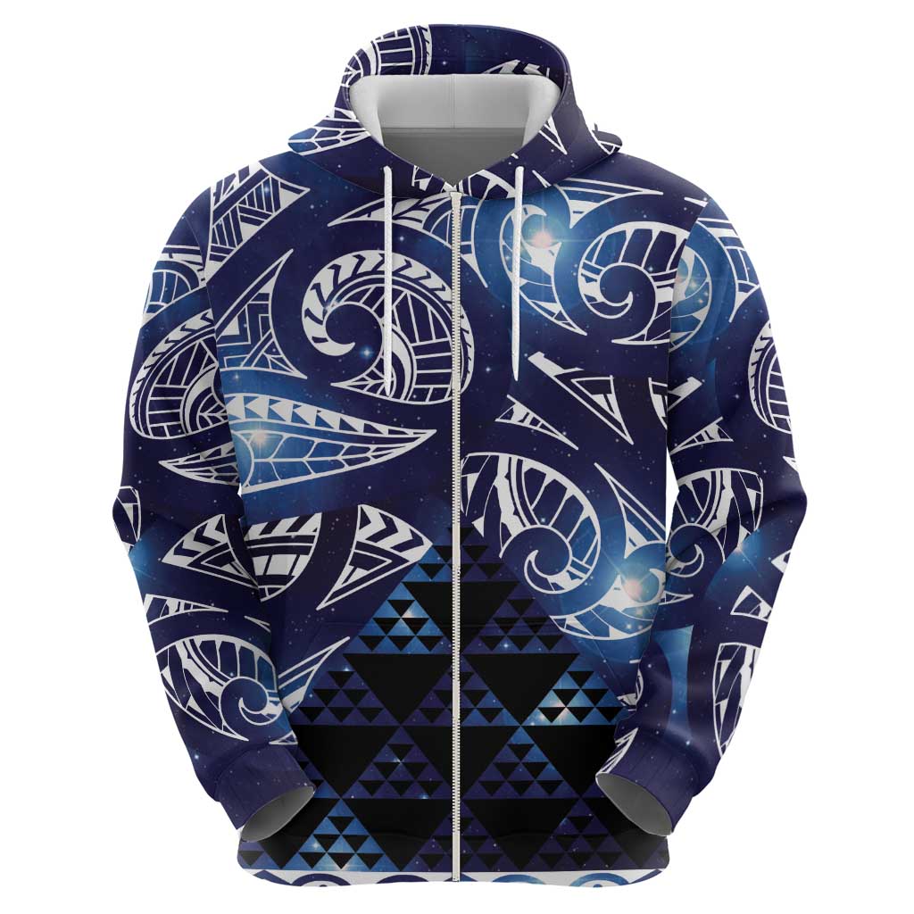 Matariki New Zealand Hoodie NZ Niho Taniwha Maori New Year Blue Galaxy LT14 - Polynesian Pride