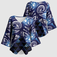 Matariki New Zealand Kimono Sleeve Blouse NZ Niho Taniwha Maori New Year Blue Galaxy LT14 - Polynesian Pride