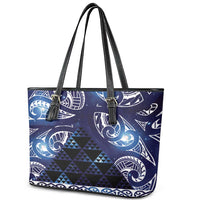 Matariki New Zealand Leather Tote Bag NZ Niho Taniwha Maori New Year Blue Galaxy LT14 - Polynesian Pride